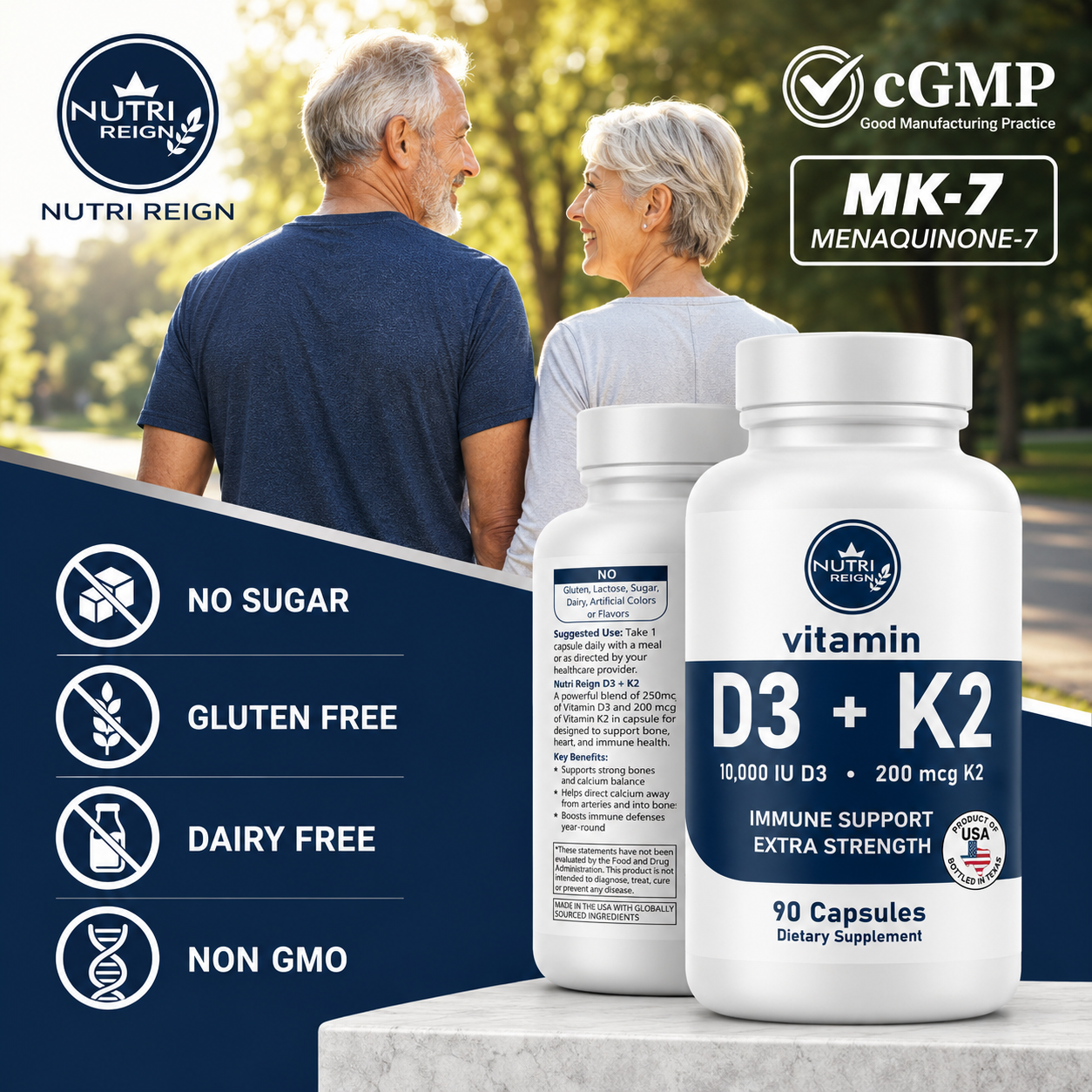 Vitamin D3 + K2 — Extra Strength
