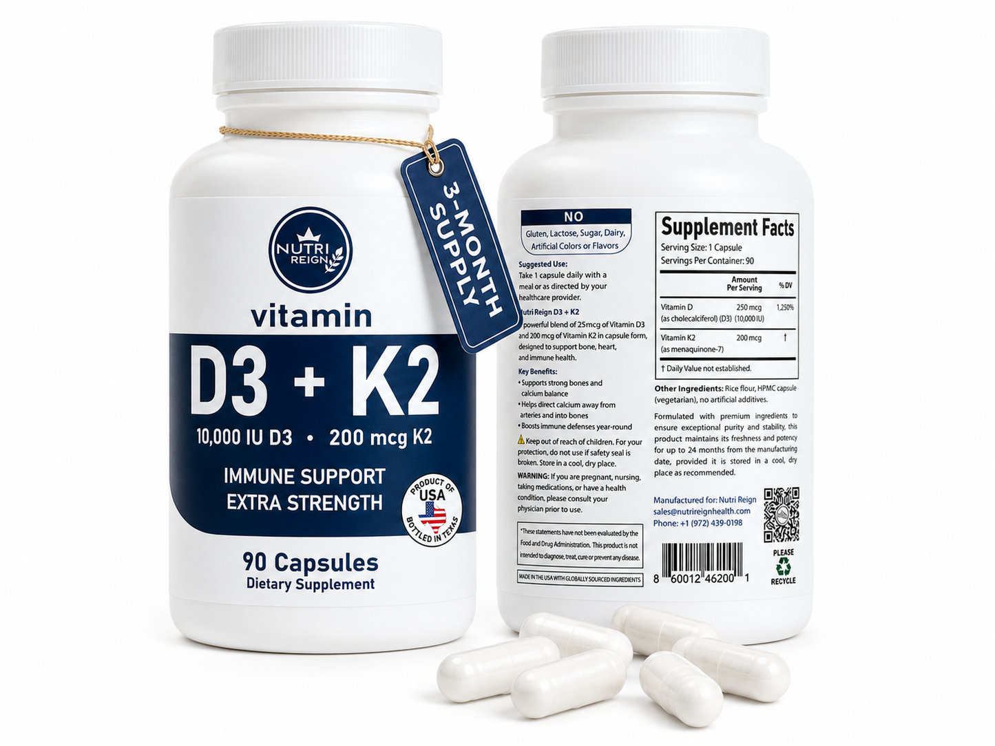 Vitamin D3 + K2 — Extra Strength